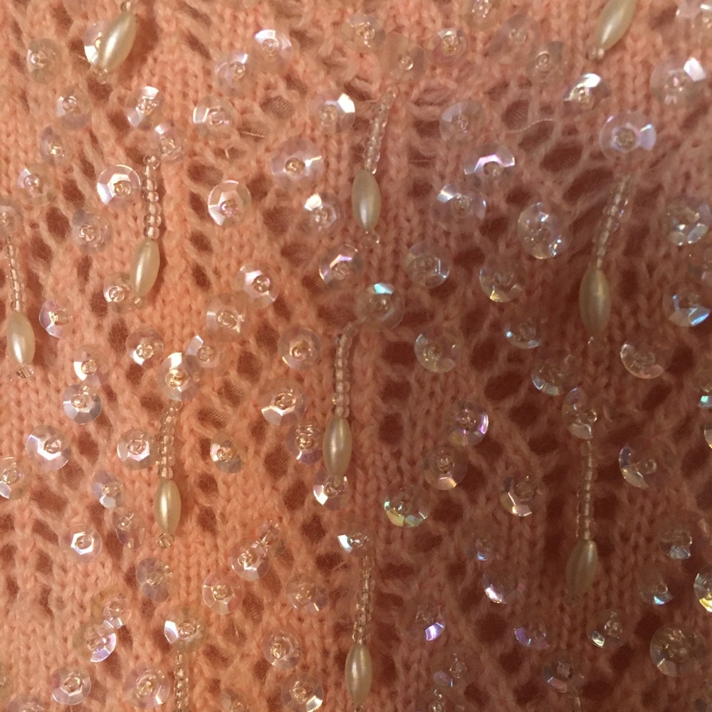 Vintage sequins and beads powder pink sweater top
